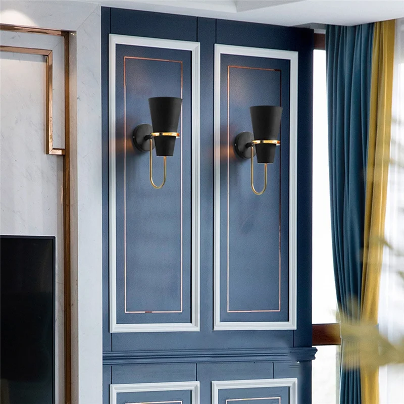 Abwr-luxuoso lâmpada de parede de metal azul-inspirado nórdico iluminação de cabeceira decorativa para quarto para iluminação doméstica