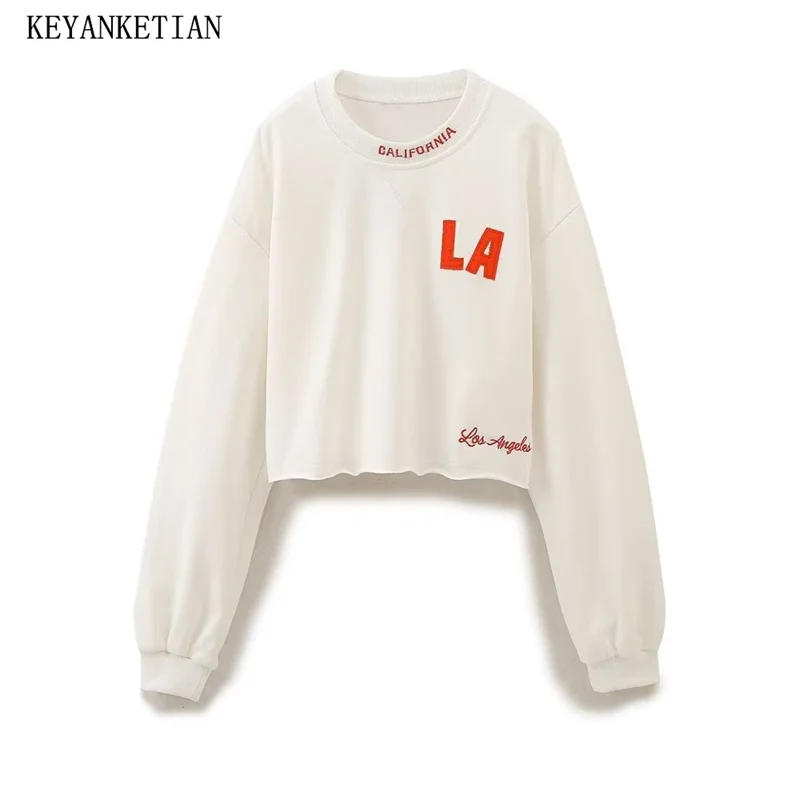 

KEYANKETIAN 2024 New Launch Women's Monogram Printed Hoodie High Street O-Neck Long Sleeve Oversize Pullover Loose Sweatshirts