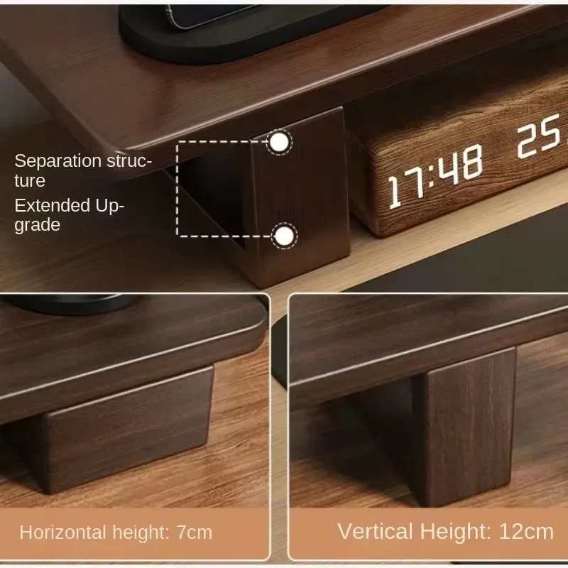 Screen Storage Support Nordic Computer Monitor Bracket Rubber Wood Desktop Base Black Walnut Colour