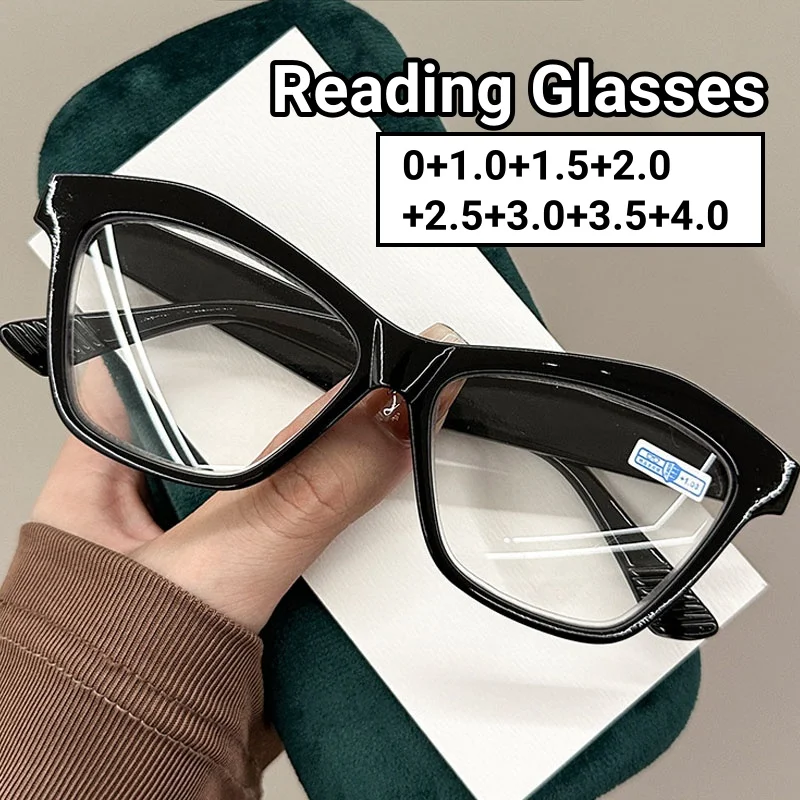 

Fashion Women's Square Frame Reading Glasses Unisex Stylish Cat Eye Prescription Eyewear Retro Far Sight Eyeglasses for Men