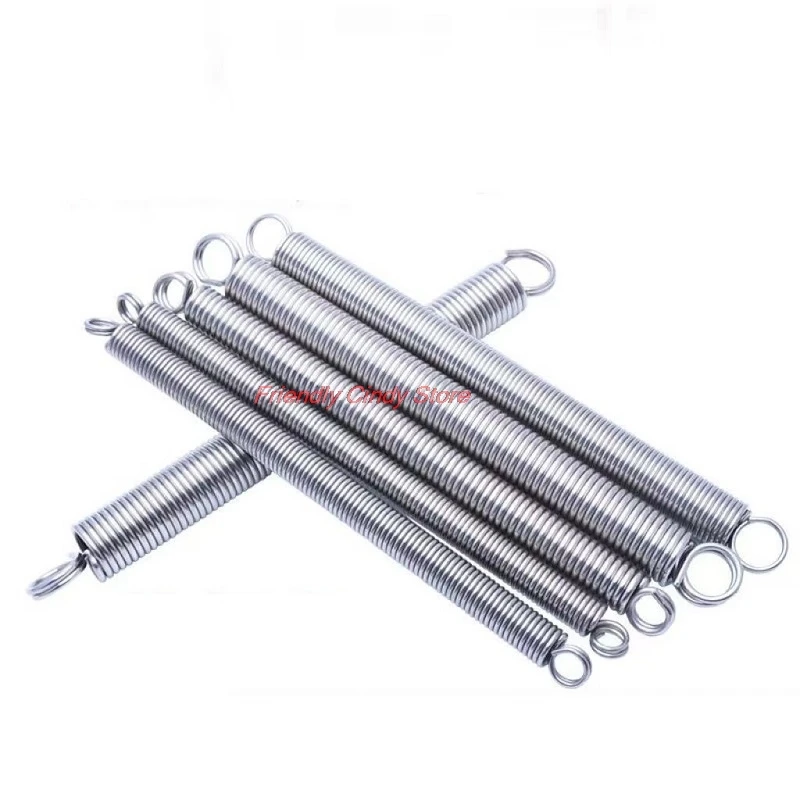 304 Stainless Steel Pull Spring Double Loop Closed Hook Stretch Spring, Wire Dia 0.6/0.7mm, Outer Dia 5/6/7/8mm, Length 15-300mm