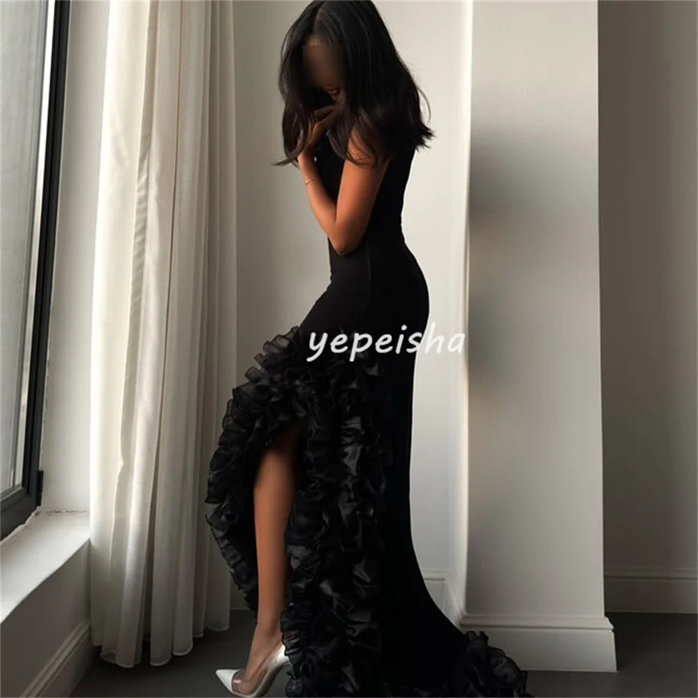 Customized Fashion Exquisite Jersey Pleat Ruched Mermaid High Collar Long Dresses Bespoke Occasion Dresses High Quality