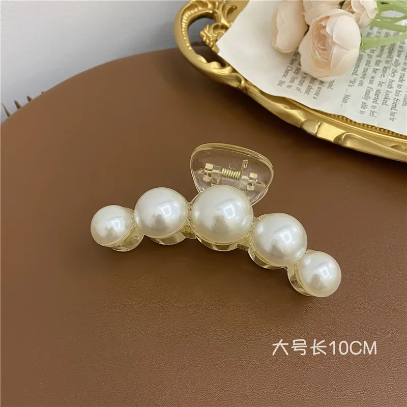 Elegant Big Pearls Hair Claws Clips for Women Big Size Acrylic Headwear Hairpins Hair Crab Barrettes Hair Accessories for Women