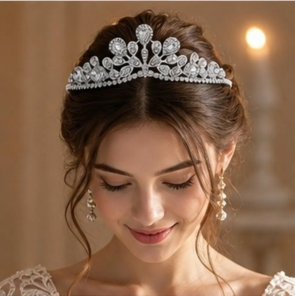 Rhinestones Crown Wedding Bride Headpiece Delicate Bridal Hair Accessory Photography Prop Tiara for Women Queen Crown