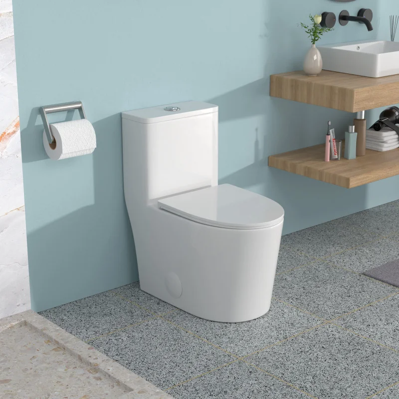 

Alixeperss Store Ceramic One Piece Toilet for Bathroom, 12-inch Rough-In, 1.1/1.6 GPF, Dual Flush with Soft Clsoing Seat