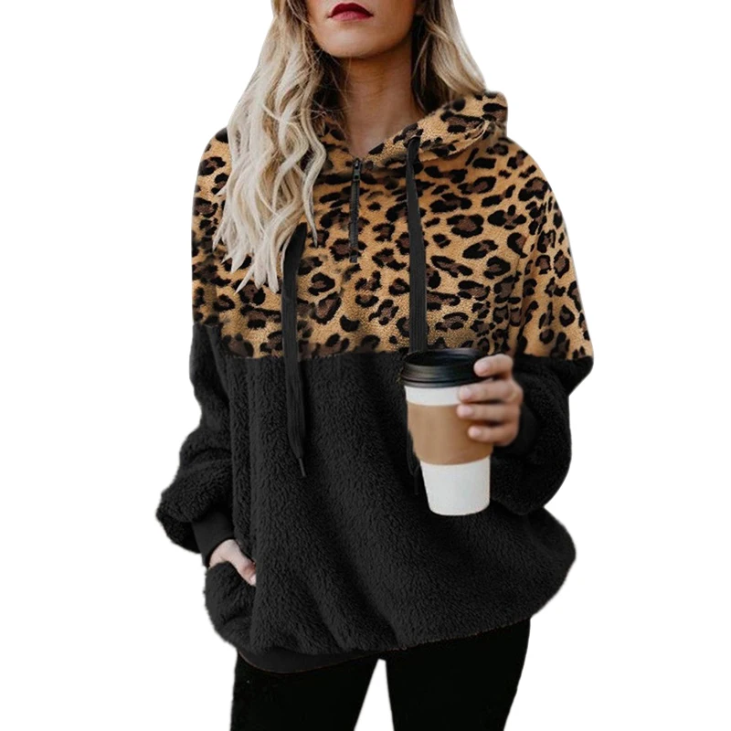 Womens Winter Long Sleeve Solid Fuzzy Fleece  Hooded Jacket Coats Outerwear with Pocket