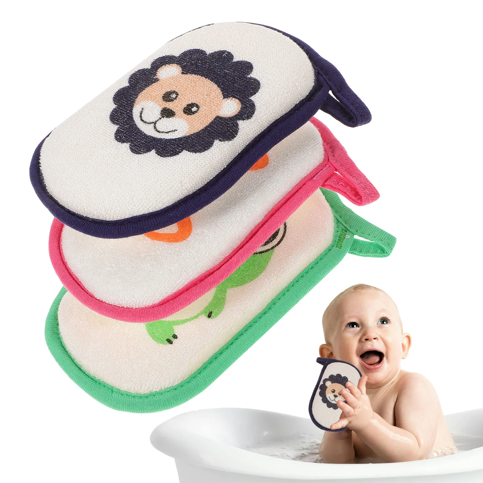 3 قطعة إسفنجة حمام الرضع الكرتون نمط استحمام الطفل الغسيل الوليد الاستحمام الإسفنج الاطفال تنظيف عميق الجسم الغسيل