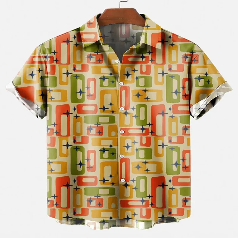 

Geometric Contrast Blend Short Sleeve Shirt 3D All Over Printed Hawaiian Shirt for Men and Women Casual Shirt Unisex