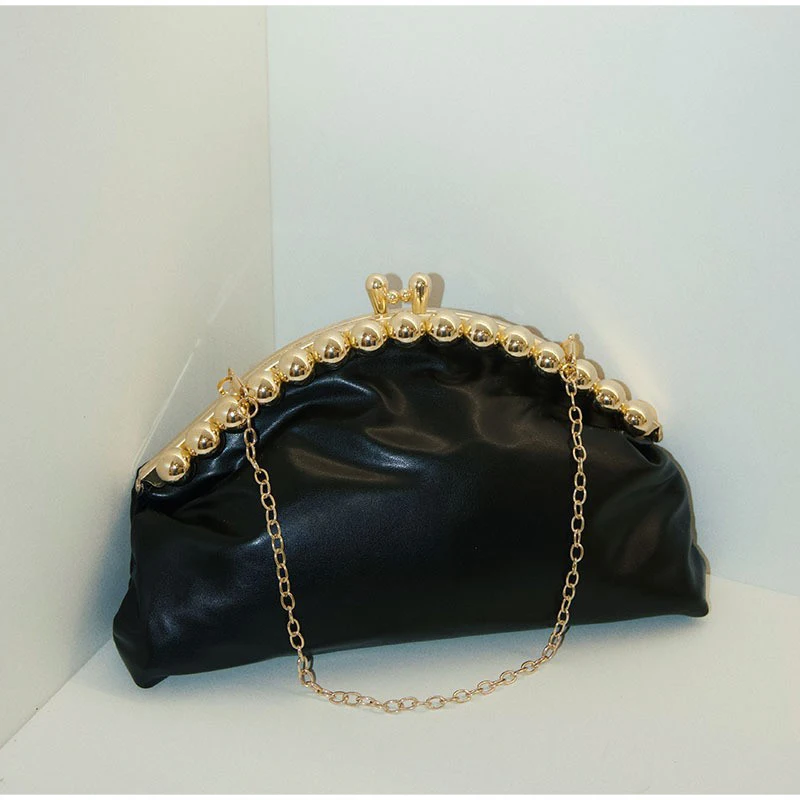 

Дизайнерская вечерняя сумочка для женщин: шикарная сумка-ракушка с замком, кошелек-клатч, элегантная сумка через плечо с цепочкой, изысканная сумка-кроссбоди.