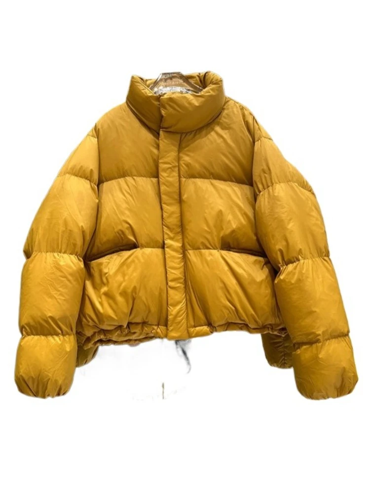 Warme Verdikte Puffers Jas Lange Mouw Hoge Kraag Losse Casual Vrouwen Witte Eend Donsjack Herfst Winter Mode Jassen Dames