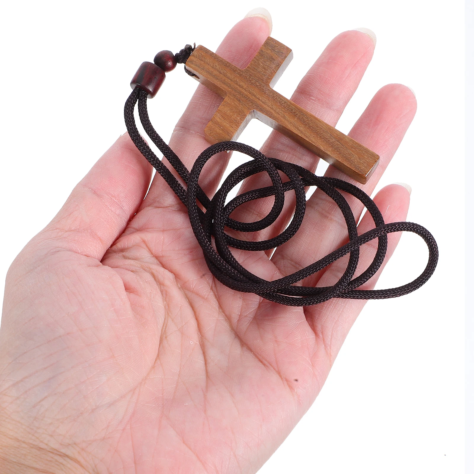 

Handcrafted Wood Cross Pendant Necklace For Car Mirror Vintage Unisex Christian Jewelry Durable Wooden Cross Ornament Rearview