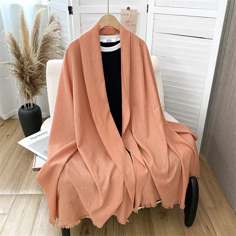 

Новый зимний шерстяной шарф для женщин, длинные теплые кашемировые шарфы, хиджаб, однотонная женская шаль, женская бандана из пашмины, шарфы на голову, новинка