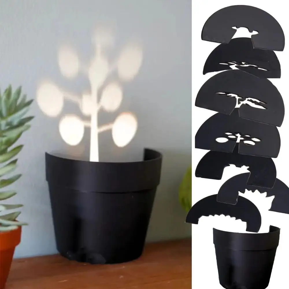 Garden Decor PLA Plant Pot Projector Light Black Hollow out Light Projections Plant Pot Creative Plant Shadows Projector