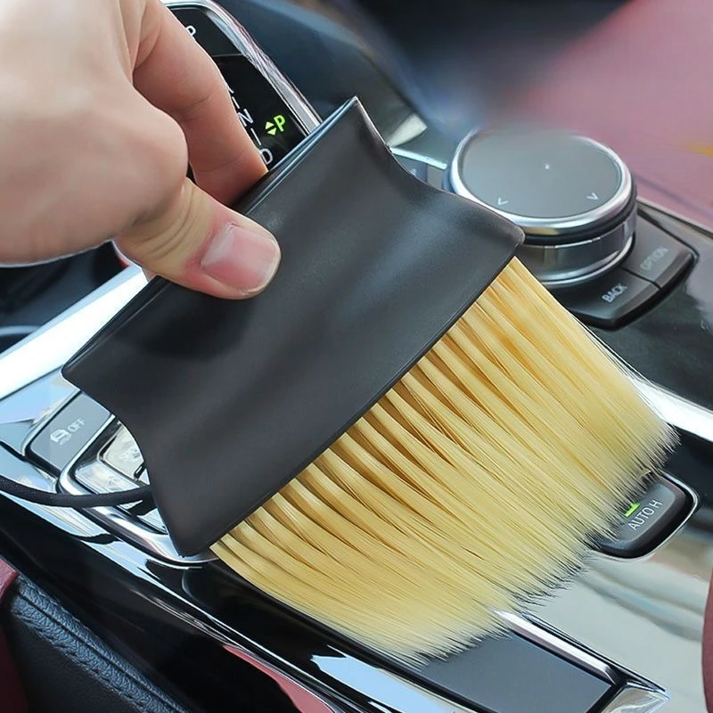Car Interior Duster Soft Brush Dust Removal Car Wash Tool Sweeping Dust Brush Long Hair Air Outlet Cleaning Brush