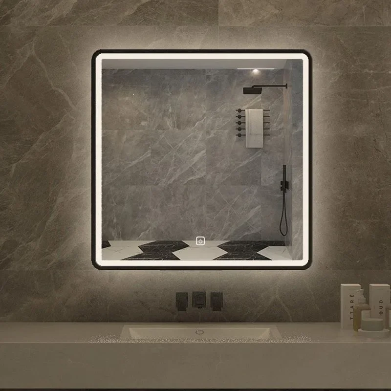 DSA smart mirror with frame bathroom wall-mounted mirror aluminum alloy frame square touch screen wall-mounted mirror smooth