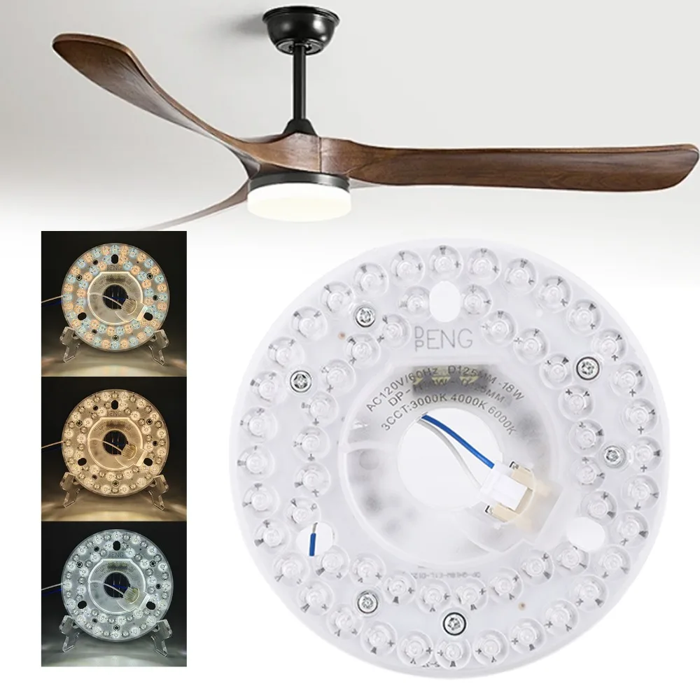 

4.92 Inch LED Ceiling Fan Light Kit 18W 3CCT Ceiling Fan Light Replacement PC Board 120V LED Light Replacement Panel