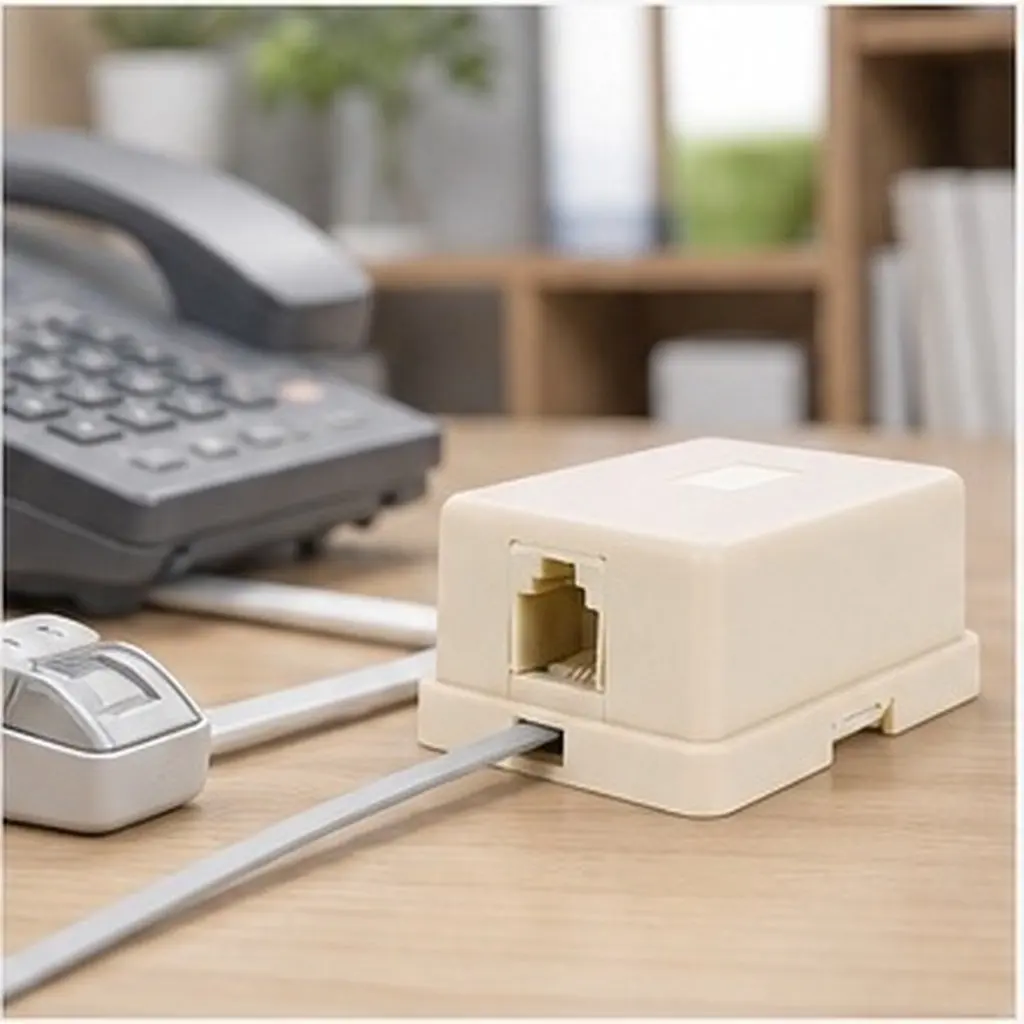2Pcs Beige Single Hole Telephone Splitter Box 4-Core Rj11 Junction Box for Phones Fax Modems Stable Transmission Versatile Use