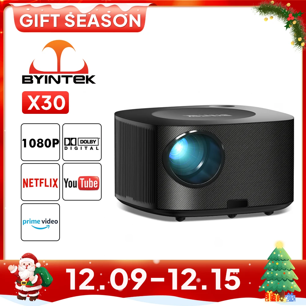 BYINTEK X30  Full HD 1080P Projector Licensed Netflix TV System Auto-focus Dolby Smart WIFI LCD LED Video Home Theater Projector