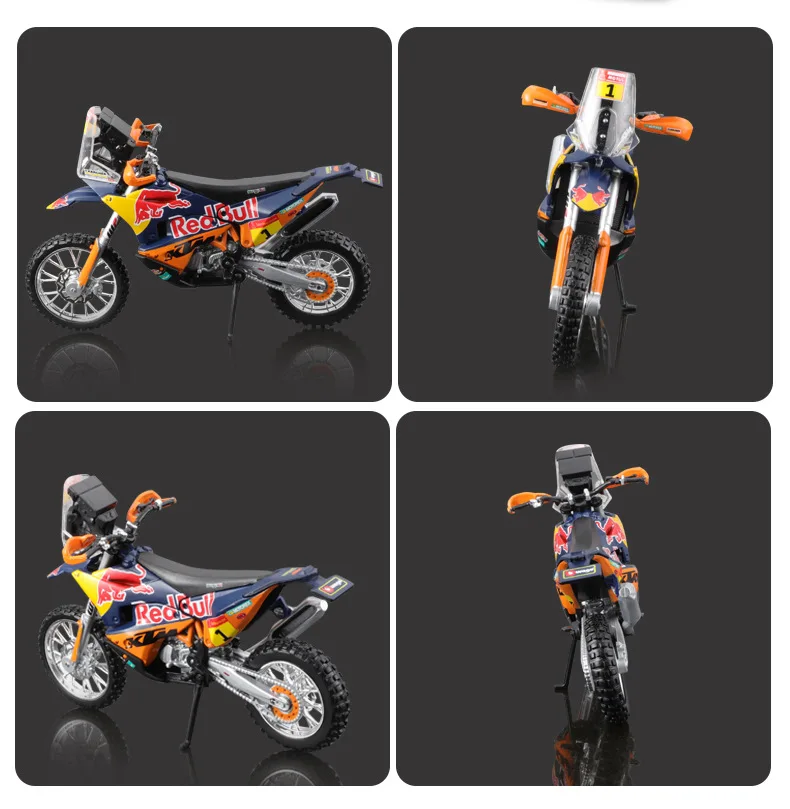 Bburago 1:18 Red Bull 2018 Ktm 450 Sk-F Dakar Rally Moto Alloy Miniaturowy model odlewu Rally Bike Model Zabawki Prezent dla dzieci