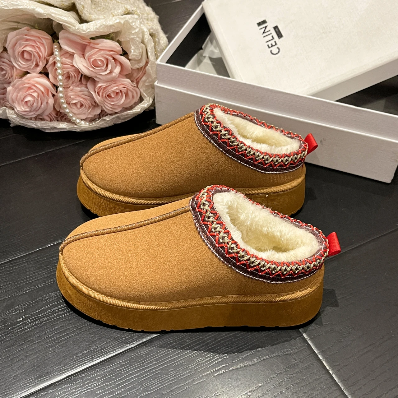 New Women's Wool Slippers Warm Platform Wool Low-top Snow Boots Slippers Women's Outdoor Anti-Slip Ankle Boots Cotton Shoes image 4