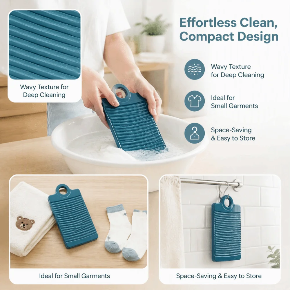 Non-Slip Design Mini Washing Board Lightweight Small Hand Washboard Manual Operation Laundry Scrubber Board Clothes Washing