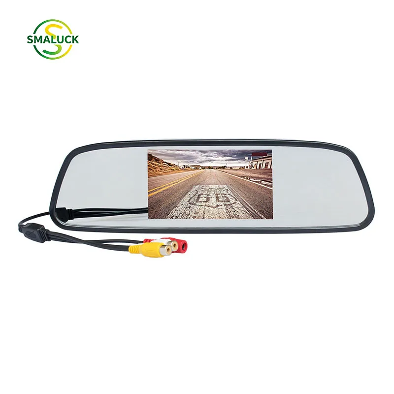 SMALUCK 5inch HD Display Rear View Mirror Monitor 2ch Video Input Car Monitor for DVD Camera VCR