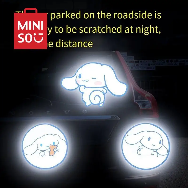 Sanrio Cinnamoroll Car Reflective Stickers Cute Cartoon Tape Anti-Collision Reflective Stickers Auto Parts Car Accessories Gifts