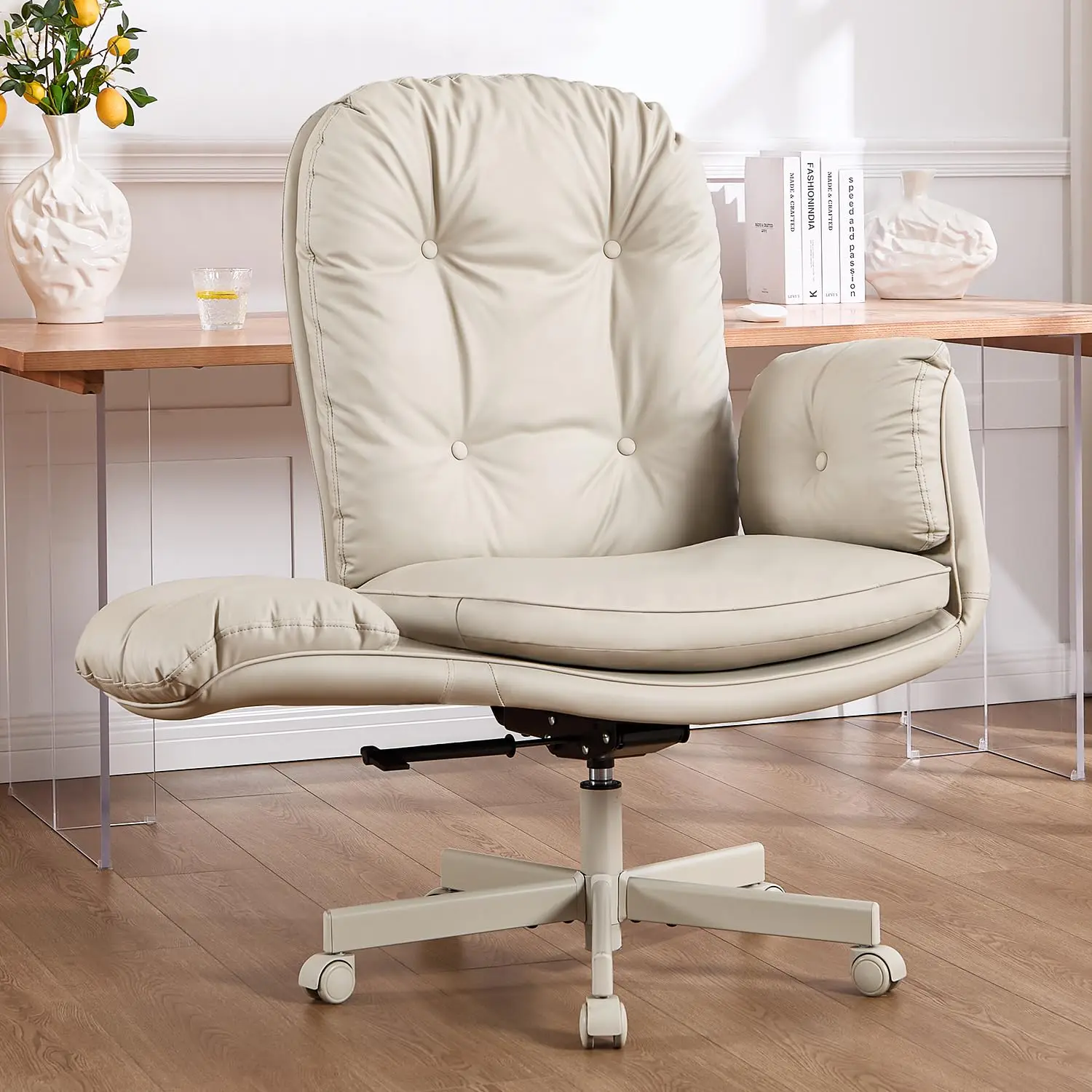 

Criss Cross Chair with 5-Level Armrests — Self-Weight Recline with 90°/135° Lock, 400LBS Big and Tall Executive, Customized