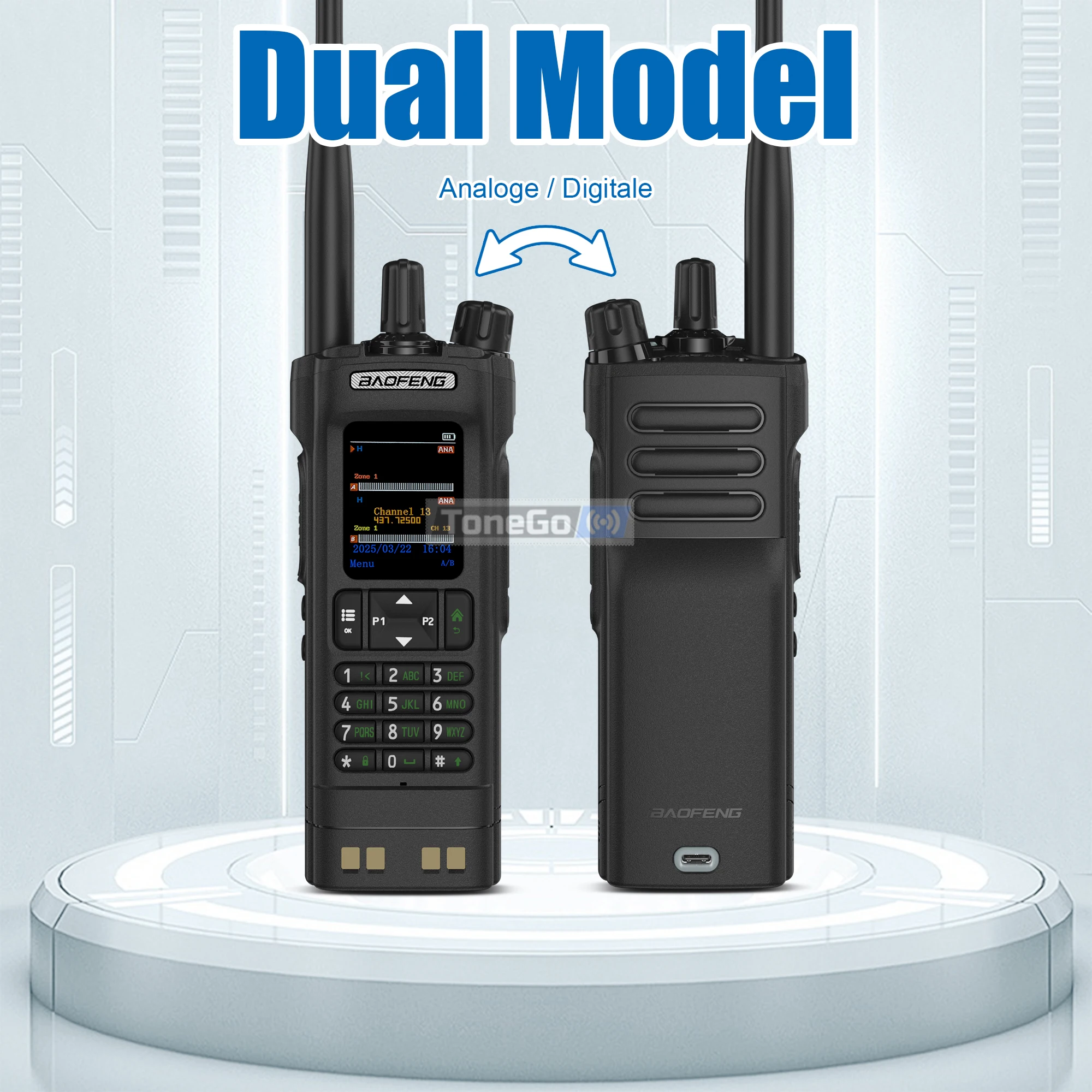 BAOFENG DM-32 DMR جهاز اتصال لاسلكي رقمي مع مشبك حزام وضع مزدوج تناظري فتحة زمنية مزدوجة AES256 رباط هوائي GPS APRS DM 32 راديو هام