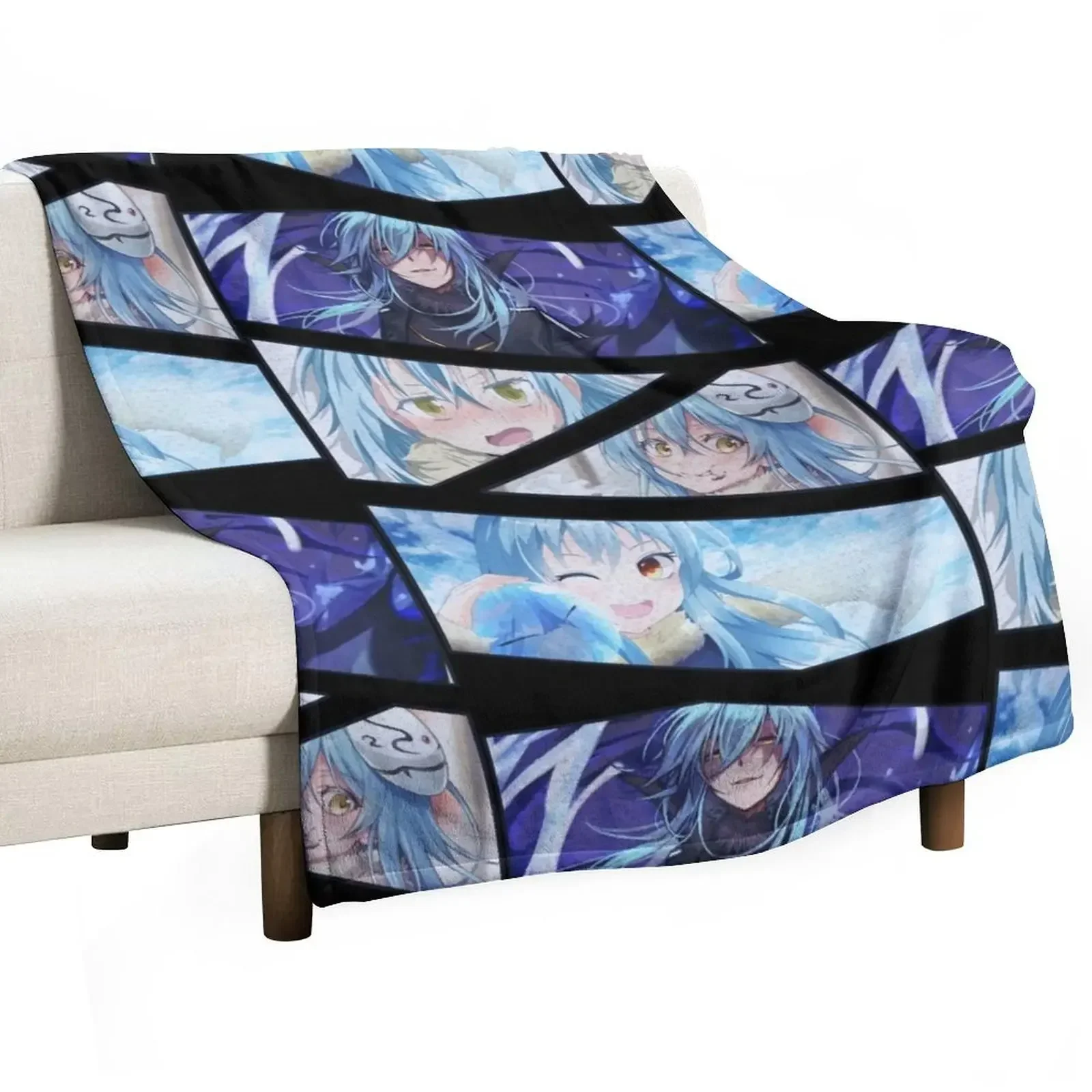 

Rimuru Tempest Manga Panel Design Throw Blanket Retros Travel Furrys Furry Blankets