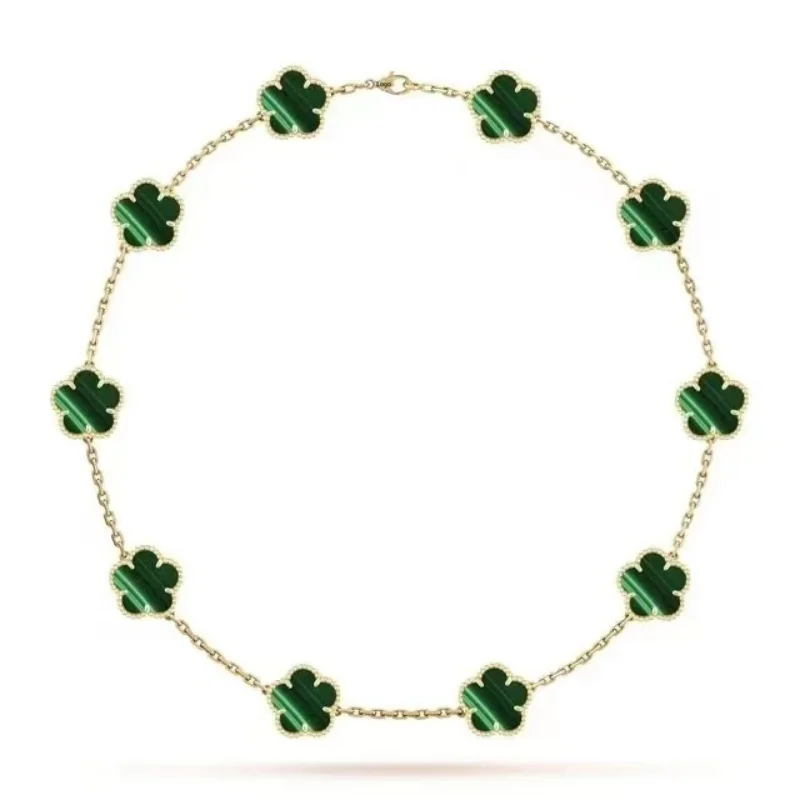 925スターリングシルバー四つ葉のクローバー瑪瑙ネックレス（VANロゴ入り）：エレガンスと洗練さの完璧な象徴