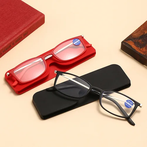 Gafas de lectura ultrafinas para teléfono móvil, anti-luz azul, para hombres y mujeres, con estuche para gafas +1,0 a +4,0
