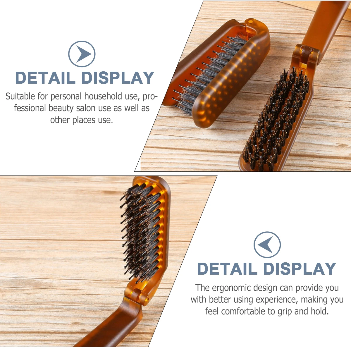 

Folding Boar Bristle Hair Brush Mini Portable Collapsible Travel Comb for Home Salon Use Massage Scalp Easy Storage Pocket Hair