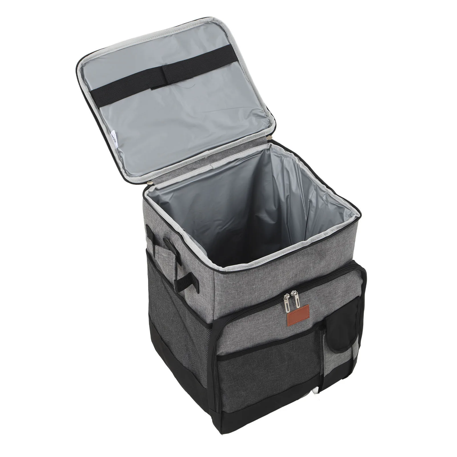 Rolling Cooler with Wheels 35L Rolling Cooler Bag with Wheels Waterproof Oxford Cloth Insulation Bag Lever Type Trolley Box Gray