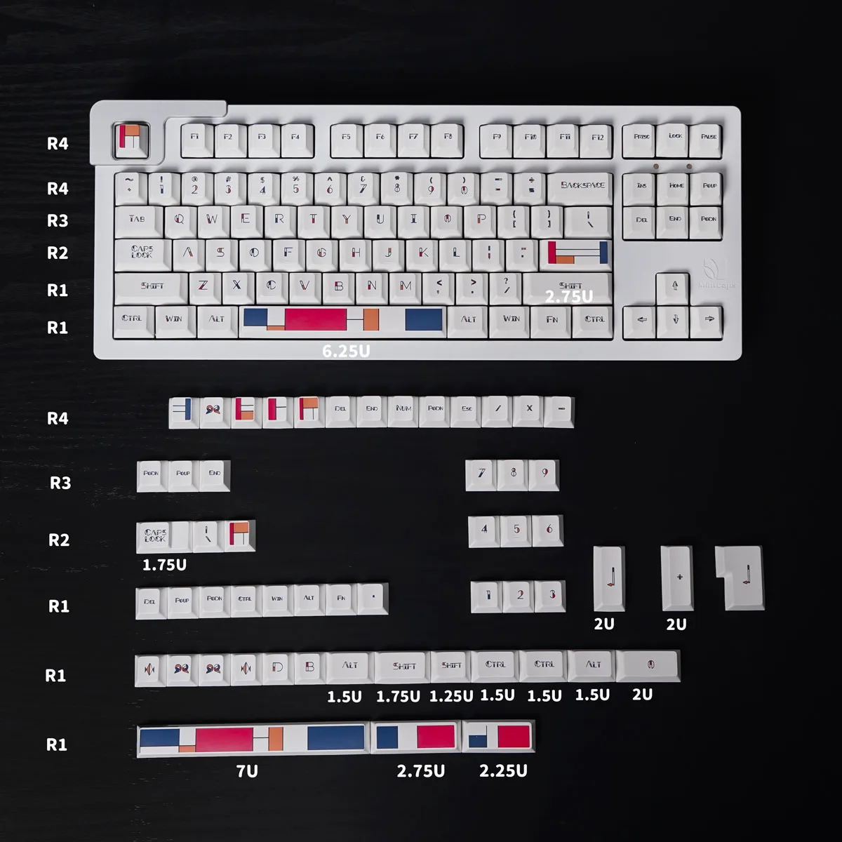 Набор клавиш ECHOME Mondrian с художественной тематикой, Игровая клавиатура PBT с сублимационной печатью, колпачок для клавиатуры с вишневым профилем для механической клавиатуры