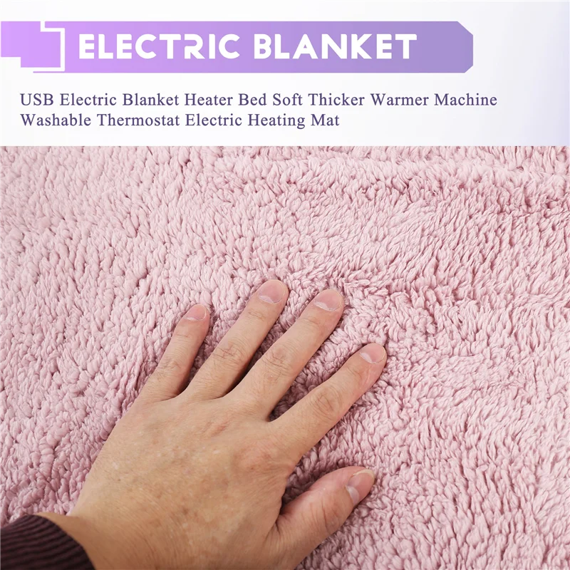 BAAG-USB Electric Blanket Heater Bed Soft Thicker Warmer Machine Washable Thermostat Electric Heating Mat