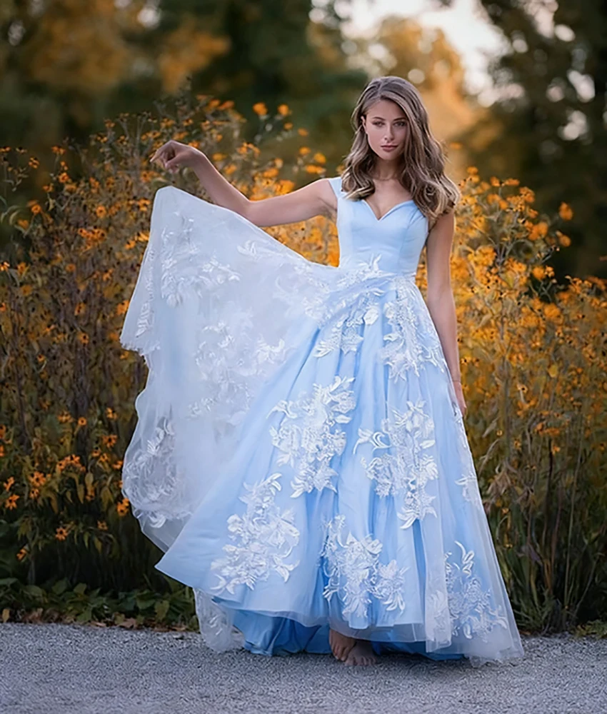 Aangepaste Temperament Organza A-lijn Spaghettibandjes Applicaties Avondjurk Delicate Sweetheart Vloerlengte Galajurken