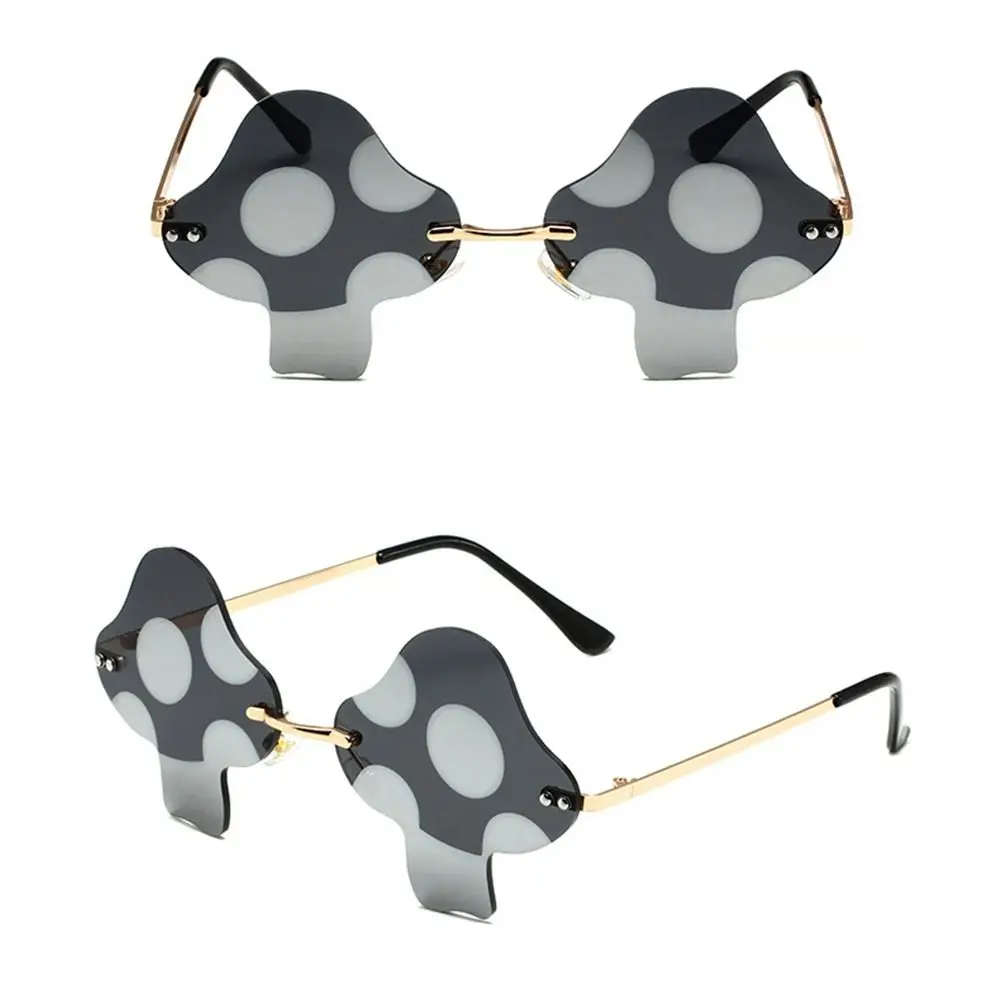 Fun Novel Rimless Irregular Halloween Decorations Mushroom Shape Eyewear Sunglasses for Women Sun Glasses