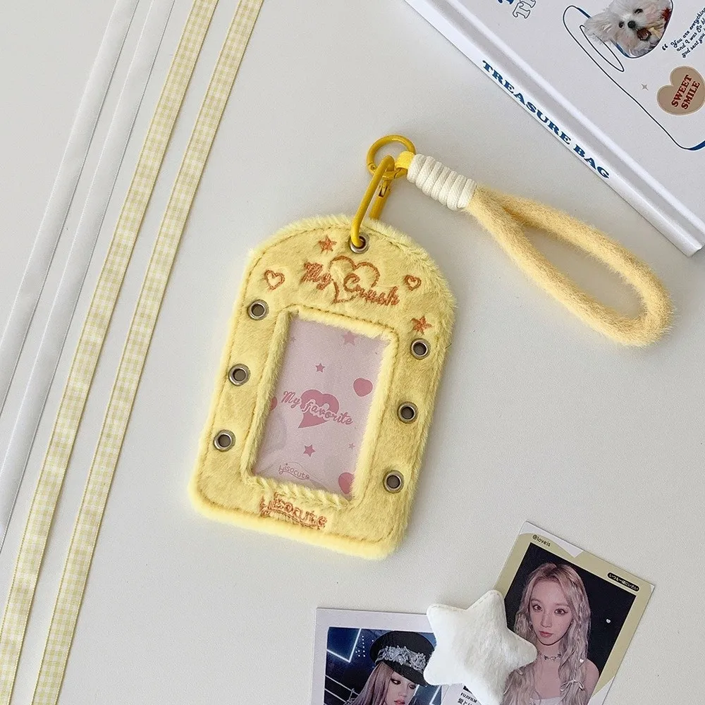 

Plush Korean Photocard Holder Sweet Ribbon Hanging Decoration Photo Photocard Frame with Keychain Idol Photo Picture Card