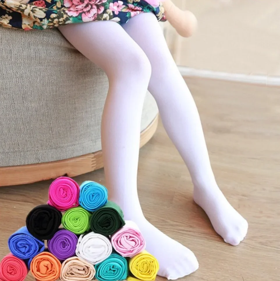 

Spring Autumn Thin Candy Color Kids Pantyhose Girls Ballet Dancing Tights for Children Velvet Stockings Solid White Pantyhose