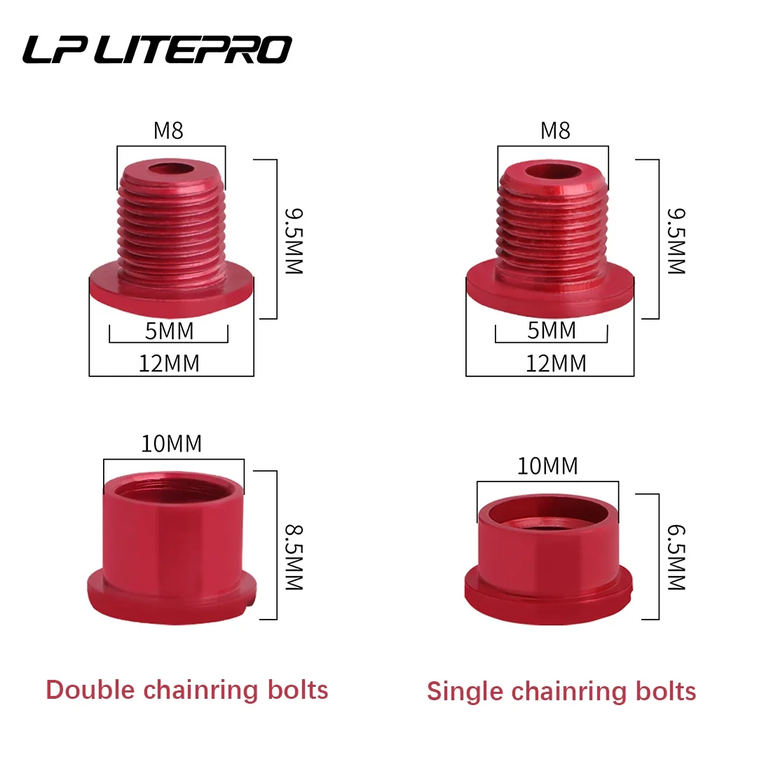 Litepro Bicycle Chainwheel Screws 5Pcs Single Chainring Bolts Dental Plate 6.5/8.5mm Disc Screws for MTB Road Bike Crankset Part