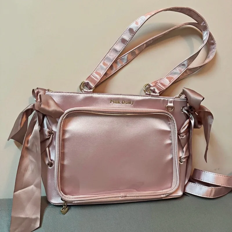 

Ita Bag Elegant Satin Underarm Shoulder Bags Sweet Ribbons Bow Popular Trendy Handbag Transparent сумка Bolsa Victoria Pain Bag
