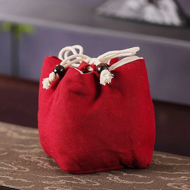 Red Tea Set Tea Cozies Outdoor Travel 1Pot 2 Cups Storage Bag Storage Bag Master Cup Bag Simple and Creative Portable Bag LE750