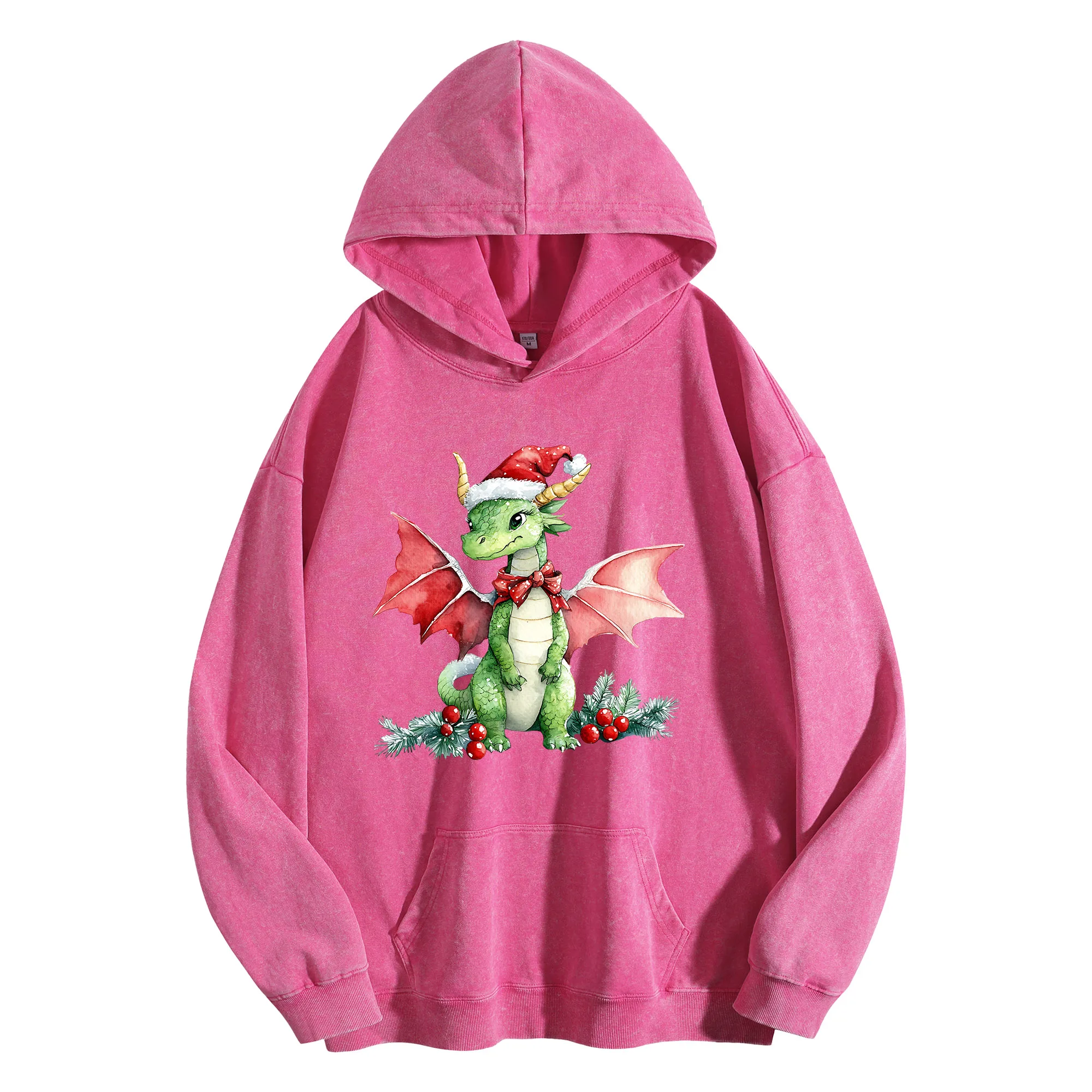 عيد الميلاد التنين خمر غسلها 400G الرسم هوديي للجنسين المتضخم الشارع الشهير السترة عيد الميلاد ورأس السنة الجديدة هدية #3