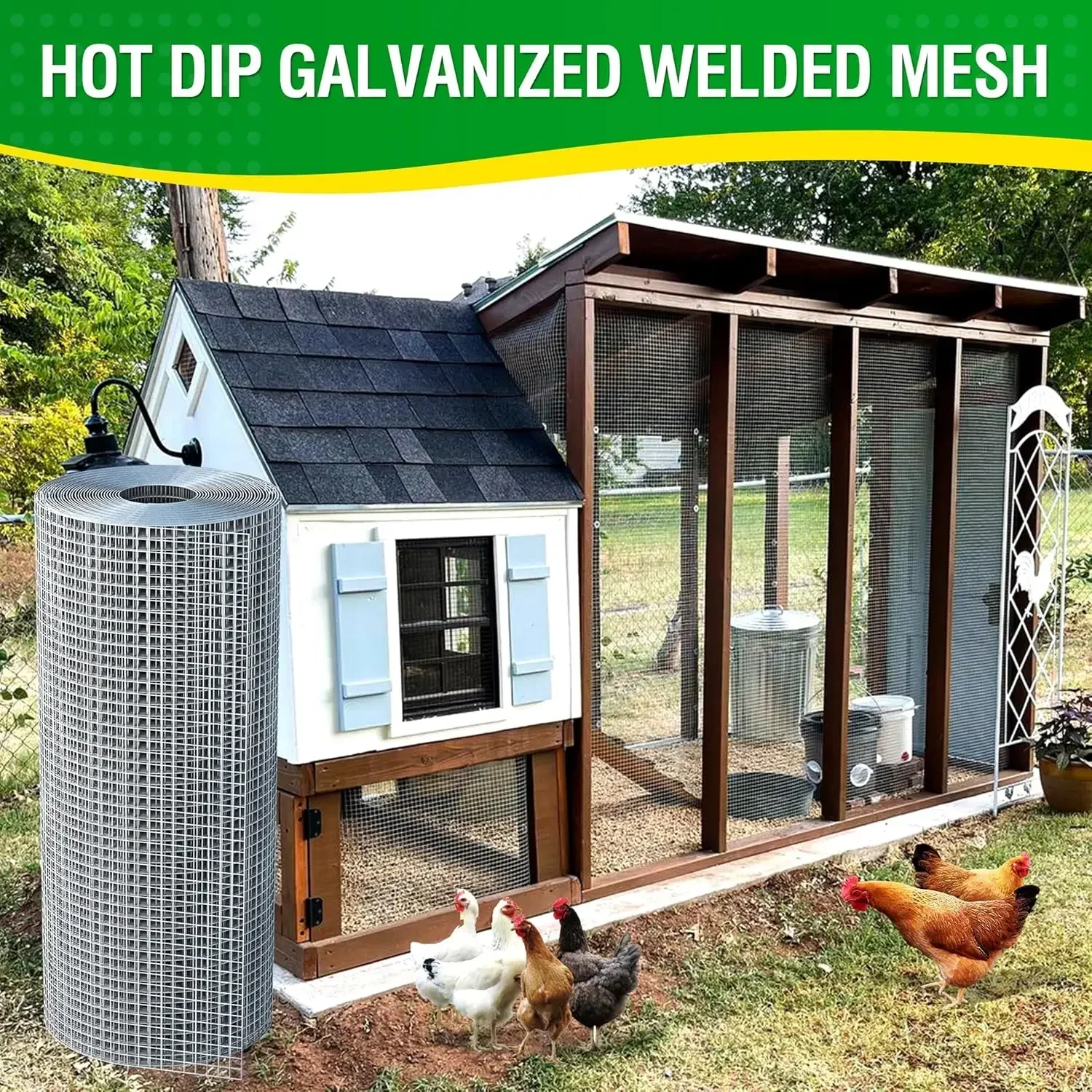 

[XMSJ] Горячеоцинкованная сварная сетка 1/2 дюйма, 48 x 100 футов, 19 калибр, устойчивая к ржавчине и коррозии, легко гнется