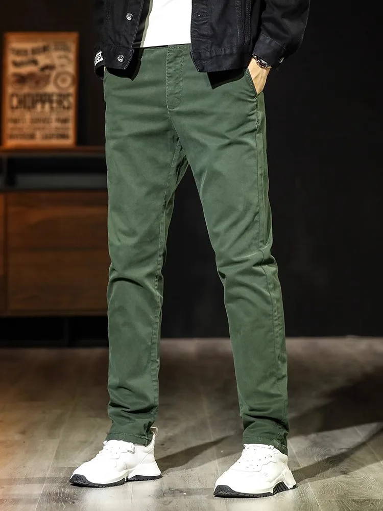 

Men's Slim Fit Casual Pants Straight Leg Spring Autumn Busin Casual een Elastic Faion Workwear Trousers