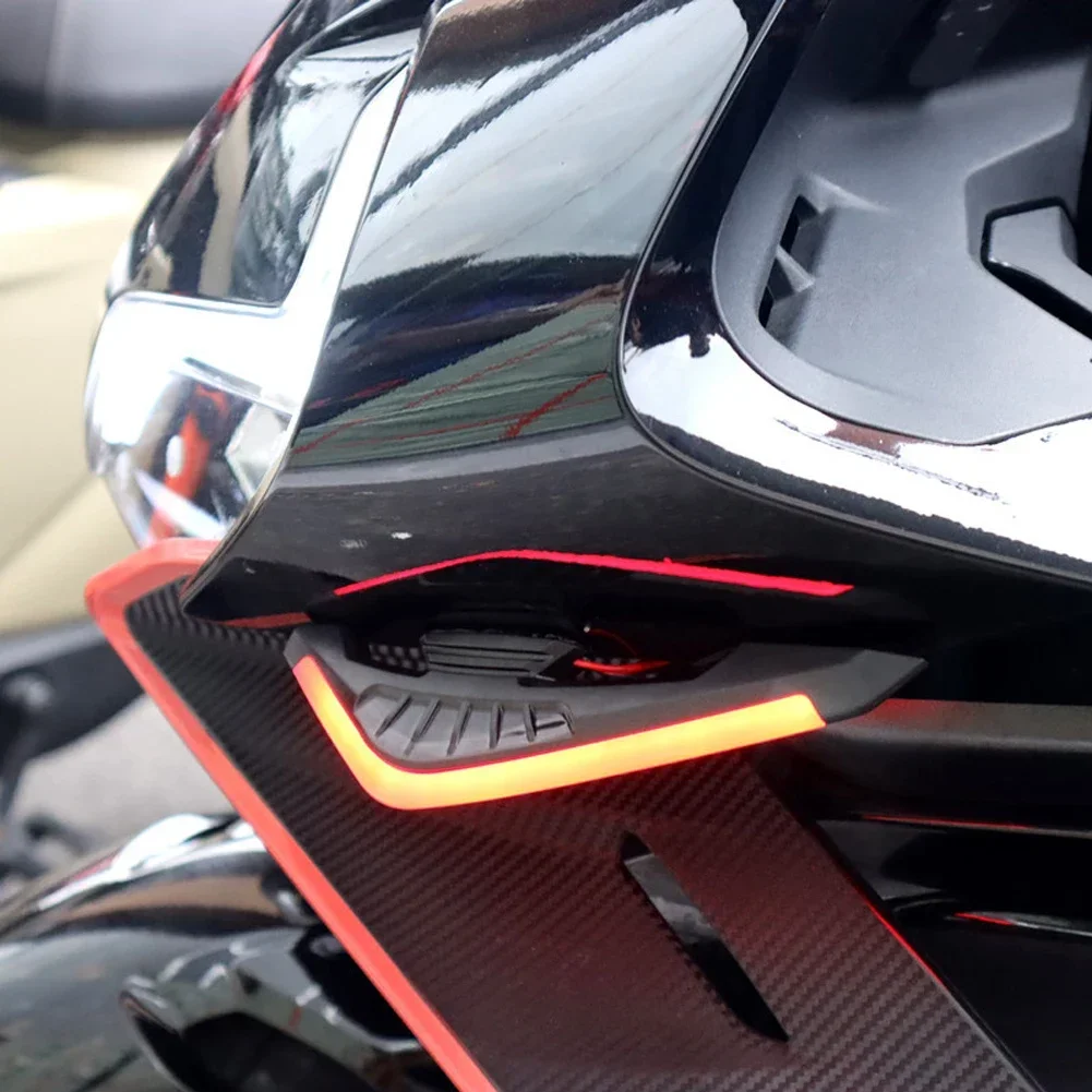 Motorcycle Side Wings 2X Aerodynamic Wing Kit With LED Dynamic Wing Sticker For Electric Bikes Motorcycle Modification