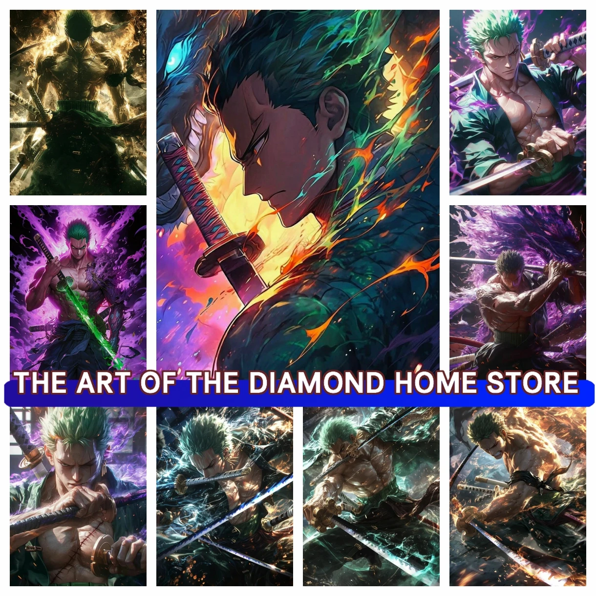 

Roronoa Zoro 5D DIY AB Diamond Painting Embroidery One Piece Anime Cross Stitch Mosaic Rhinestones Handicrafts Children's Gifts