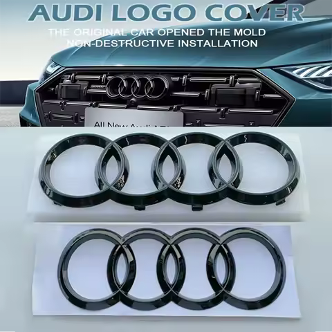 Audi Black/Silver 4 Ring ABS Car Hood Front Bonnet Grill Rear Trunk Emblem Logo Badge Sticker For A3 A4 A5 A6 A7 Q2 Q3 Q5 Q8 TT