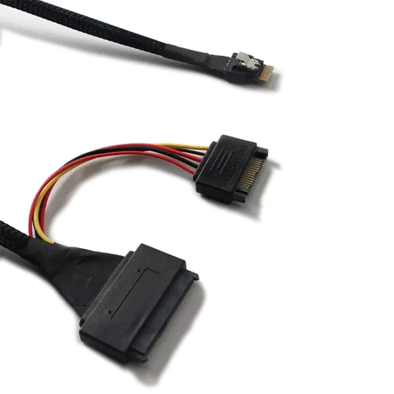 

SlimSAS SFF-8654 4i to U.2 SFF-8639 Converter Cable 15pin SATA Cord Line 32AWG Tinned-copper PCIE4.0 SSD Cable
